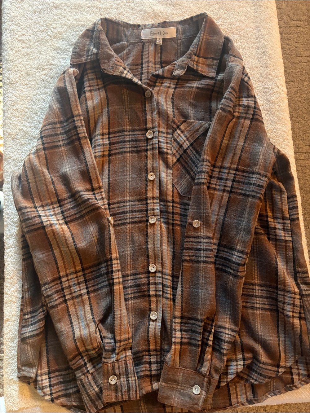 Eden & Olivia Rust and Black Plaid Flannel Shirt